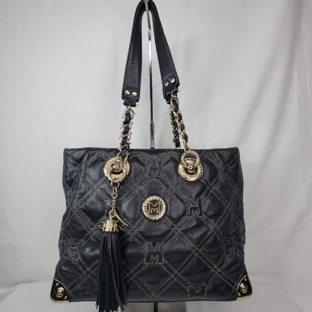 Metrocity Luxury Brand Black Quilted Tote Bag EXCELLENT CONDITION